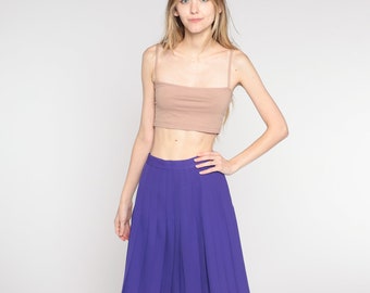 Vintage Purple Pleated Skirt 80s Midi High Waist Skirt School Girl Preppy Tennis Skirt Lolita Vintage 1980s Plain Party Retro Extra Small xs