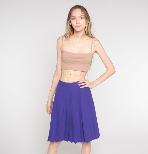 Vintage Purple Pleated Skirt 80s Midi High Waist Skirt School Girl Preppy Tennis Skirt Lolita Vintage 1980s Plain Party Retro Extra Small xs
