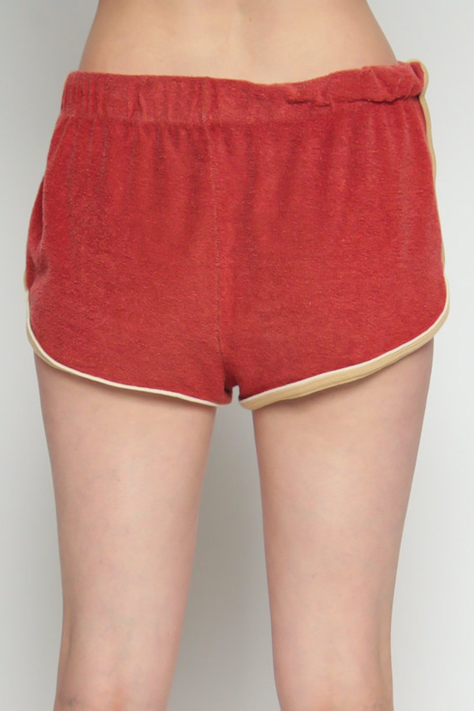 Terry Cloth Shorts 80s Running Shorts Gym High Waisted Rust Etsy