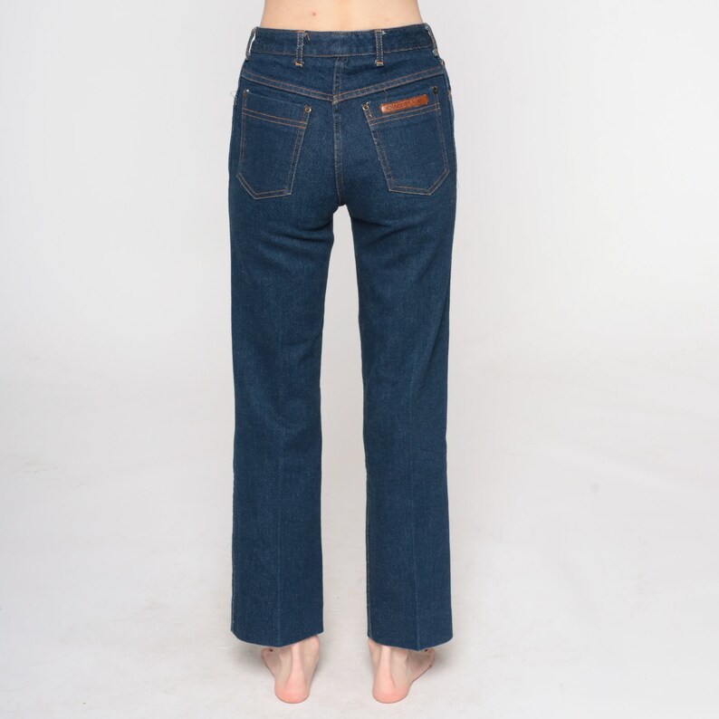 High Waisted Jeans 80er Jahre Dark Wash Denim Hose Gerades Bein Jeans Retro Hipster Boho Hippie High Rise Vintage 1980er Jahre Charlotte Ford Small 4 26 Bild 8