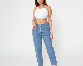 Vintage Levi's 512 Jeans 90s Slim Fit Tapered Mom Jeans High Rise Waisted Levi Jeans Blue Denim Pants Retro 1990s Medium Short 30 x 29