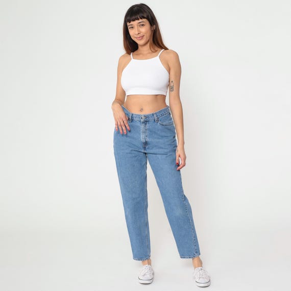 Vintage Levi's 512 Jeans 90s Slim Fit Tapered Mom Jeans High Rise Waisted Levi Jeans Blue Denim Pants Retro 1990s Medium Short 30 x 29