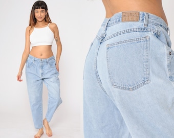 Vaqueros plisados de los años 90 Brittania Relaxed Fit High Rise Tapered Leg Denim Pantalones Retro Baggy Jeans Vintage 1990s Grande 16 x 28 - 33 Cintura