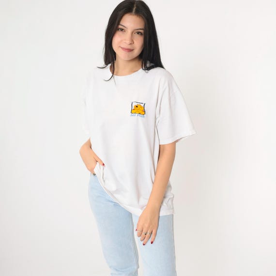 Vintage Winnie the Pooh Shirt L Just Pooh Walt Disney TShirt 90s Graphic Cartoon T Shirt 1990s Retro Tee White Size Large Unisex