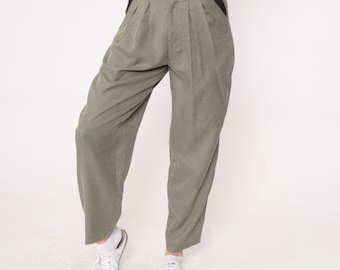 80s Pants Wide Waist Tapered Leg, Trousers Plaid Red Black Punk
