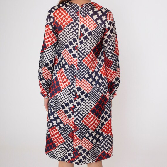60s Mod Dress Patchwork Checkered Dress Red White… - image 7