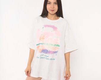 90s Sunset Beach Race Series Tee Pastel Heathered Cotton Short Sleeve Running Event Souvenir Florida Tropical Shirt Vintage Extra Large XL