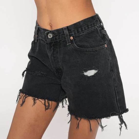 Black Levis 550 Shorts Y2K Denim Cut Offs Ripped … - image 4