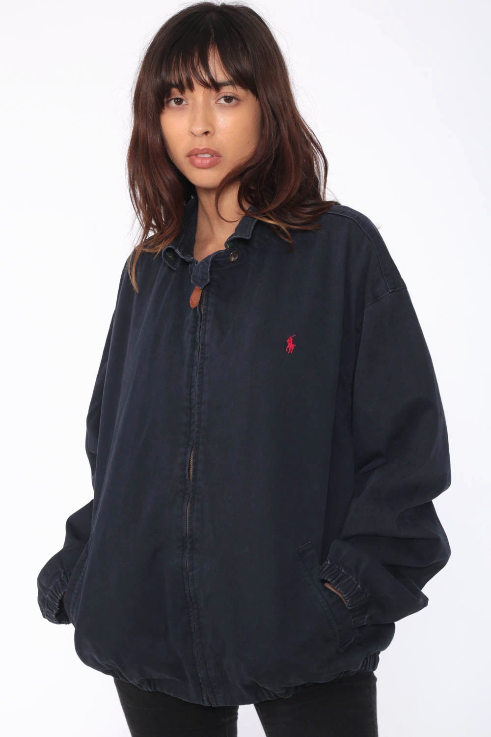 Ralph Lauren Jacket 80s Bomber Windbreaker POLO Sport Navy Blue Retro Sports Hipster Vintage 90s 