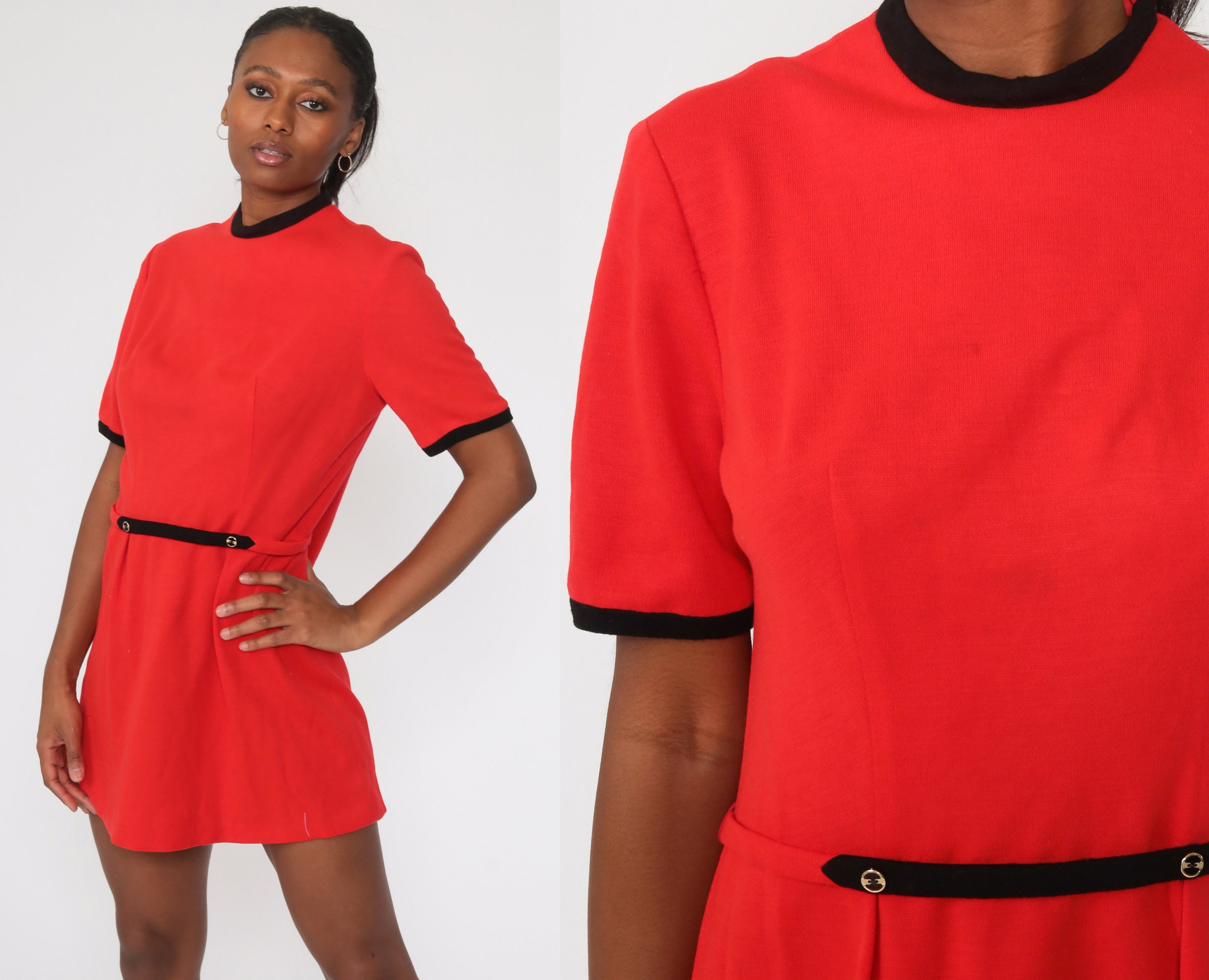 60s Mini Dress Red Mod Dress 1960s Gogo ...