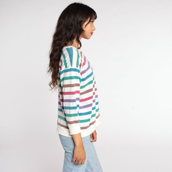 Striped Rainbow Shirt 80s Shirt Striped Blouse Sl… - image 5