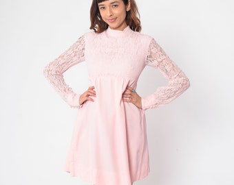 Pink Paper Dolls High Neck Lace Midi Dress Pink Lace Babydoll