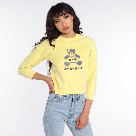 Teddy Bear Sweatshirt 2xs 80s Teddy Bear Print Ra… - image 4