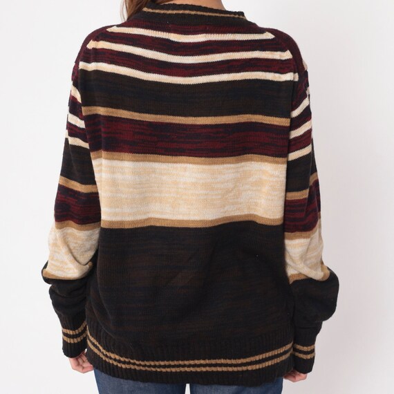 Striped Space Dye Sweater 70s Brown Burgundy Swea… - image 4
