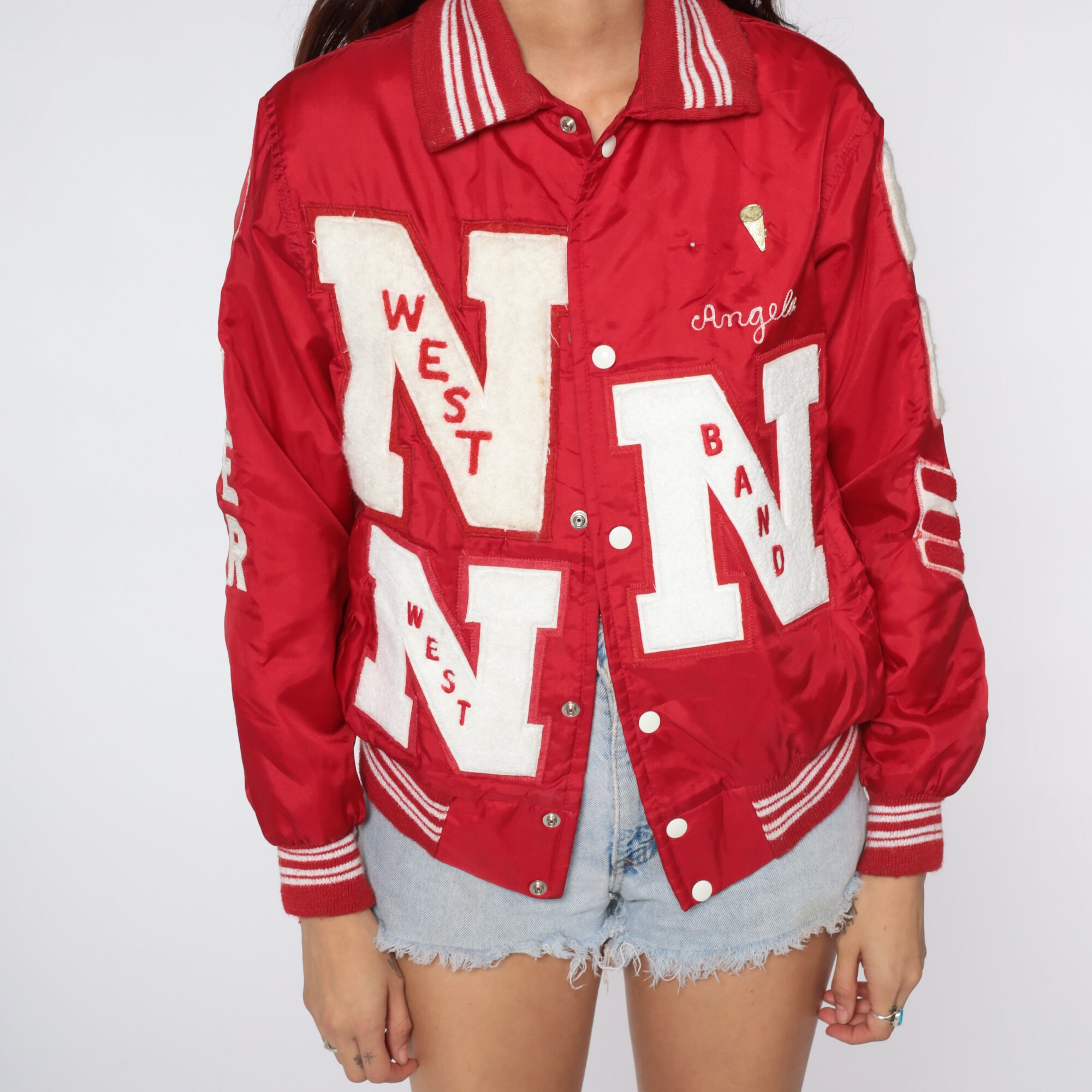 Red Varsity Jacket 1988 Angela Bomber Jacket 80s Letterman Baseball