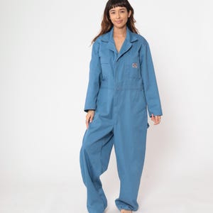 80s Ben Davis Coveralls Blue Boiler Suit Long sleeve Jumpsuit Pants Workwear Uniform 1980s Boilersuit Work Wear Vintage Men&#39;s  Large