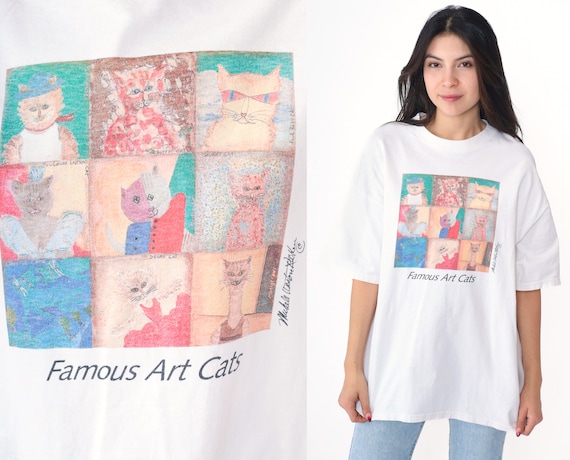 90s Cat Art Shirt Famous Art Graphic Tee Vintage … - image 1