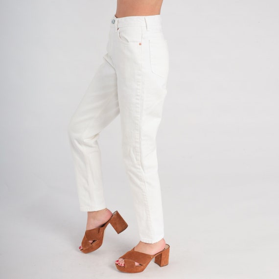 90s Calvin Klein Jeans White Slim Tapered Pants S… - image 3