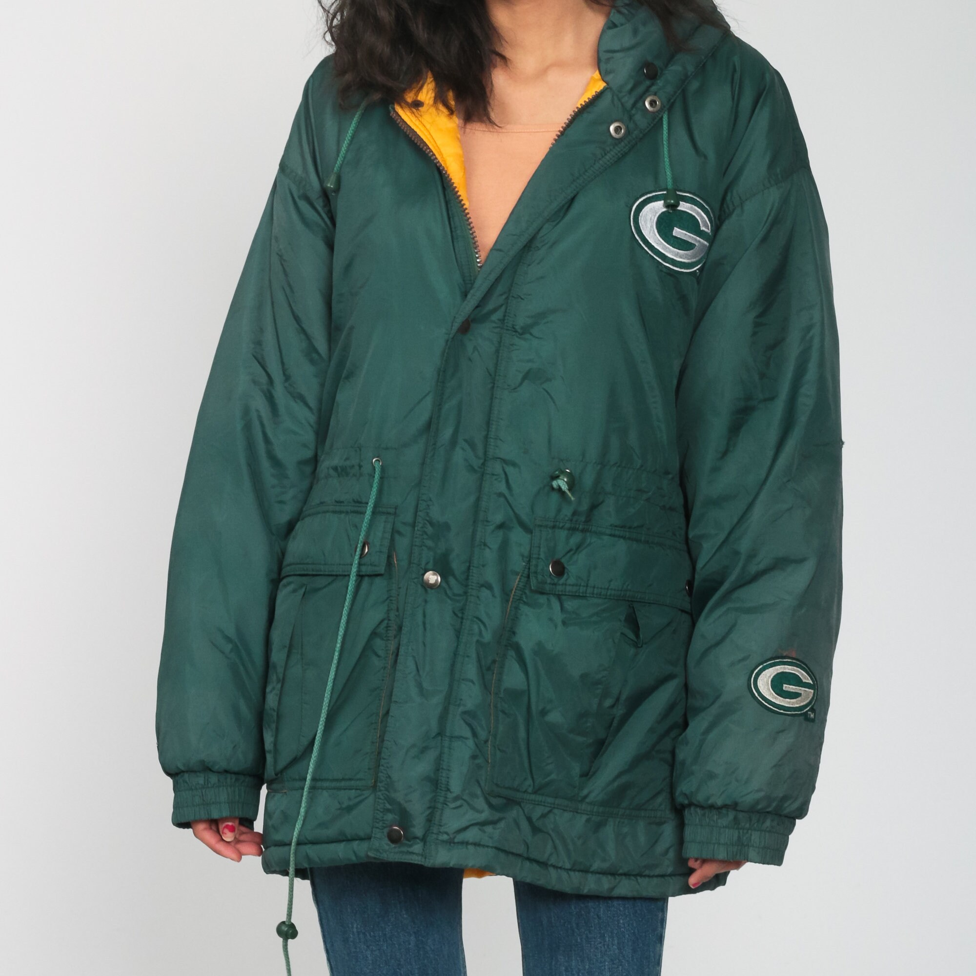 Green Bay Packers Jacket NFL Jacket Hooded Zip Up Jacket 90s Streetwear Jacket Football Sports 