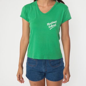 Mackinac Island Tshirt Graphic Tee Shirt Green 80s Tshirt Kelly Green Vintage 70s Retro T Shirt Travel 1980s Medium image 6