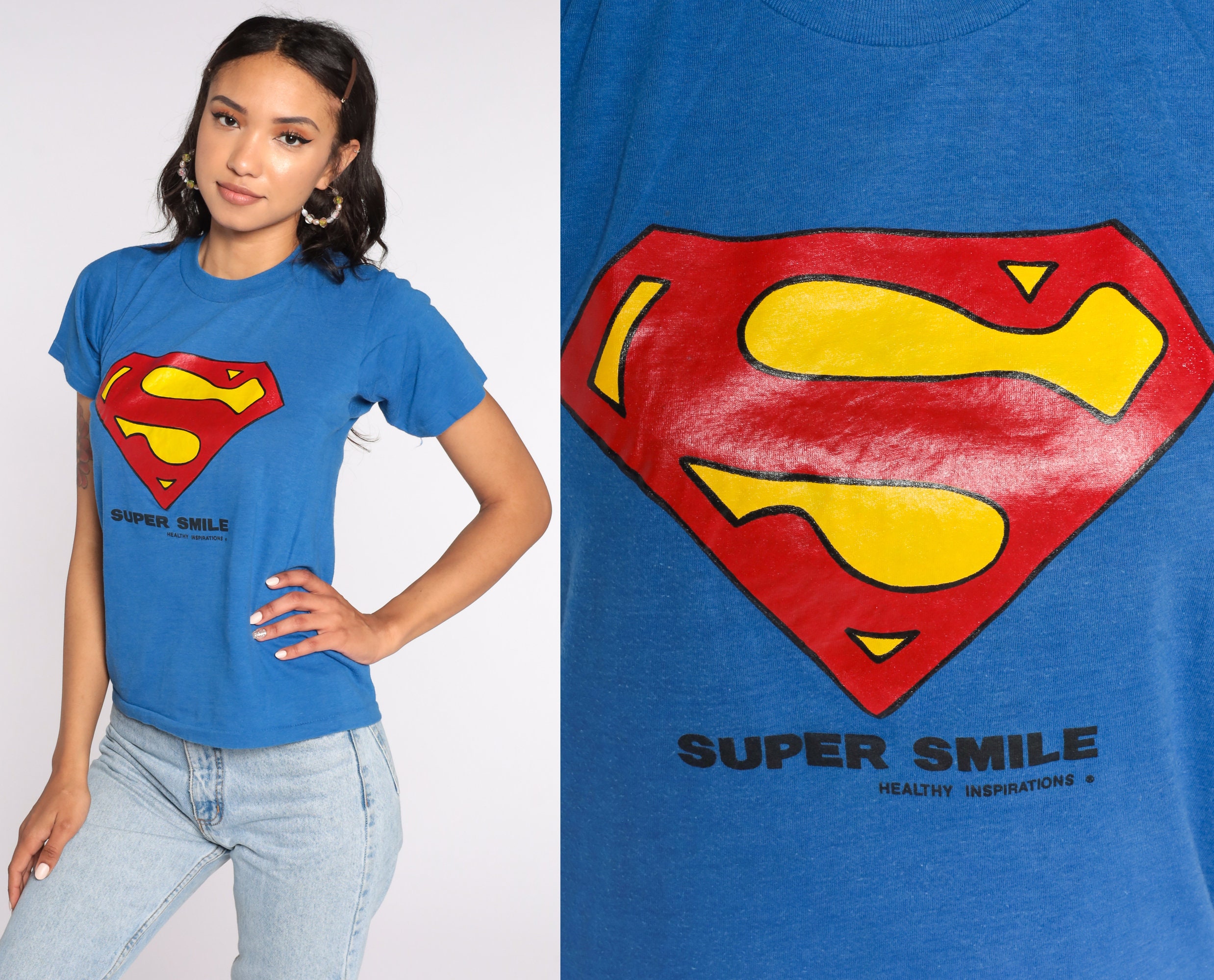 Concurreren Slink Enzovoorts Superman Shirt 80s Screen Stars Super Smile Shirt DC Comics - Etsy Nederland
