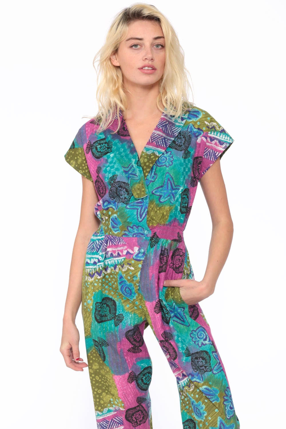 travel print jumpsuit