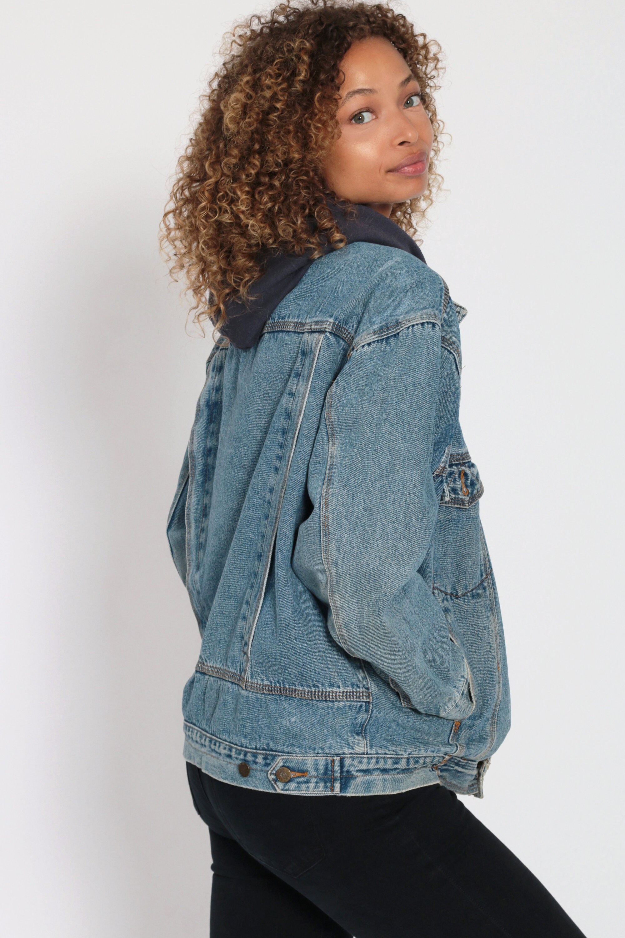 jean jacket with hoodie style