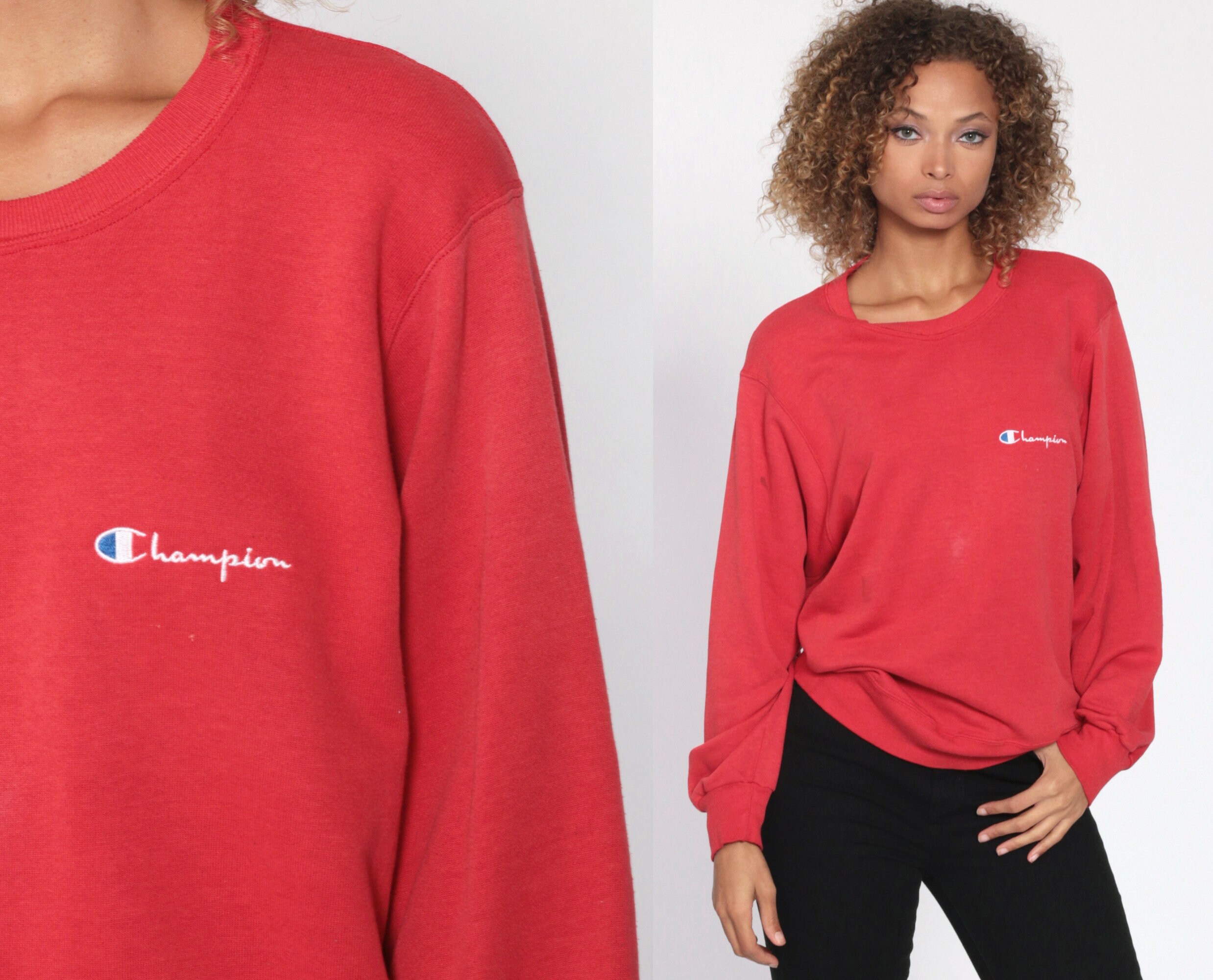 red champion sweatshirt womens