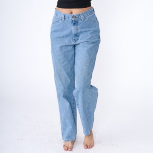 Hammer Loop Jeans Y2K Cargo Workwear High Waisted Rise Jeans Relaxed Straight Tapered Leg Light Wash Blue Denim Pants 00s Vintage Medium 10 image 4