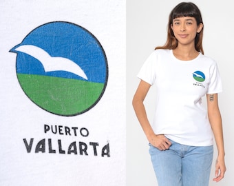 Puerto Vallarta Mexico Shirt 80s 90s Tshirt Bird Shirt Graphic Tee White Single Stitch Short Sleeve T Shirt 1990s Vintage Cotton Medium