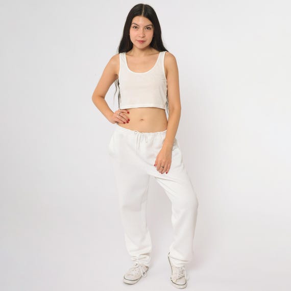 Nike Sweatpants 80s White Vintage Athletic Sporty Gym Running Basketball Activewear Workout Aerobics Fitness Tennis Joggers Medium M 10