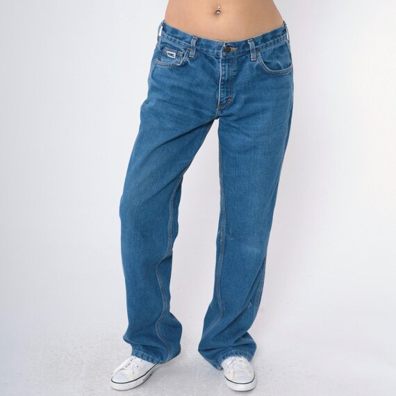 Vintage Workwear Jeans Men's Size 33-34 Y2K Denim Pants Work Wear Flame Resistant Mid Rise Retro Loose Fit Relaxed Straight Leg 00s Medium