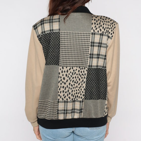 80s Patchwork Sweatshirt Attached Vest Checkered … - image 6