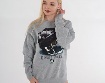 Mighty Ducks Sweatshirt 90s NHL Sweatshirt Anaheim Shirt Hockey Graphic Shirt California Sports Crewneck Grey Vintage 1990s Extra Large xl