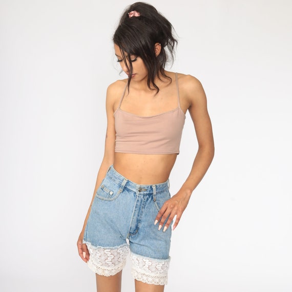 Lace Cut off Shorts 80s Denim Shorts 