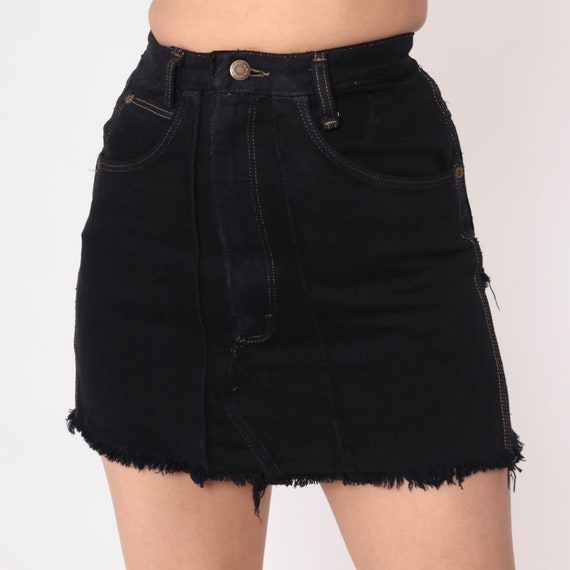 Wrangler Jean Skirt Y2k Black Denim Mini Skirt Re… - image 5