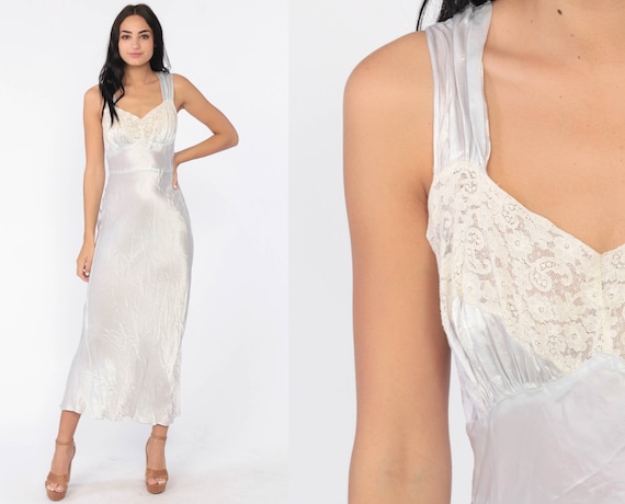 Vintage 40s Lingerie Nightgown -- Bias Cut Silk Ni