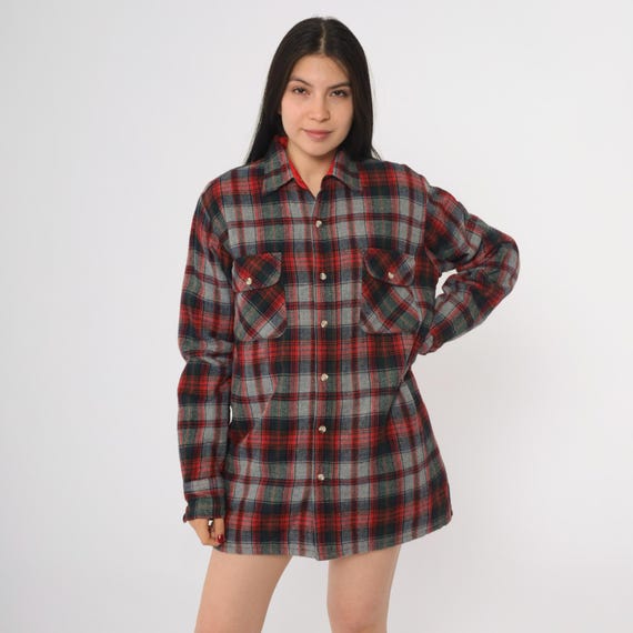 80s Plaid Flannel Red Shirt Greatland Sportswear Lumberjack Outdoors Camping Hiking Grunge Unisex Button Down Work Wear Cabin Forest Small S