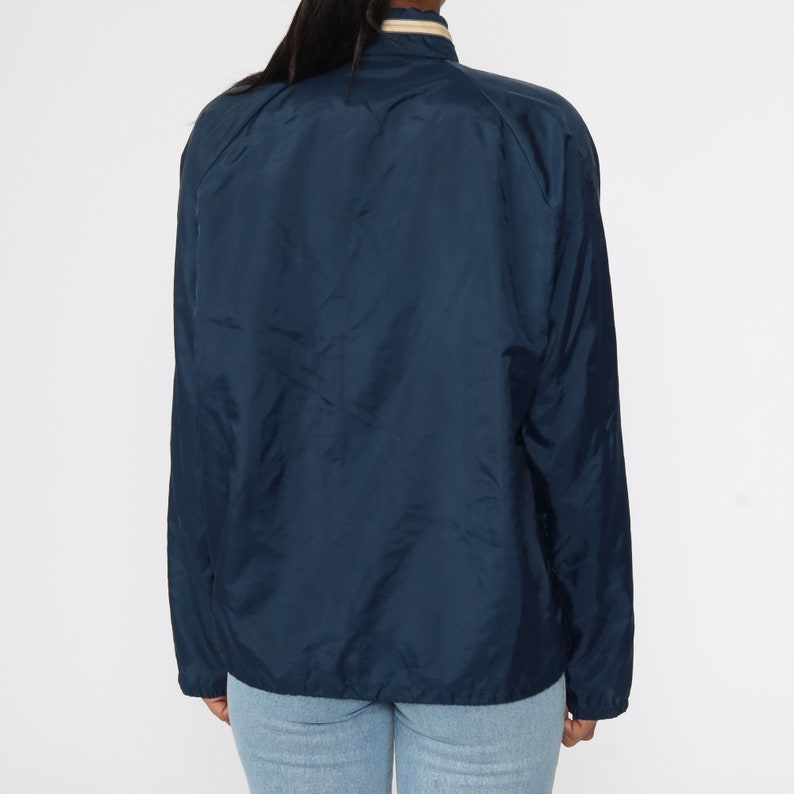 Blue Windbreaker Jacket 70s Navy Jacket Zip Up Plain Retro Jacket Nylon Racing Vintage 80s Lightweight Retro Thin Shell Medium Large