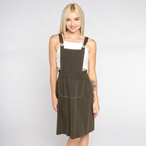 60s Overall Dress Brown Mini Dress Retro Pinafore Bib Dress Jumper Dress Mod Sixties Minidress Retro Summer Vintage 1960s Extra Small xs