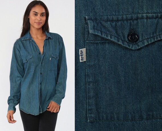 levi blue jean shirts