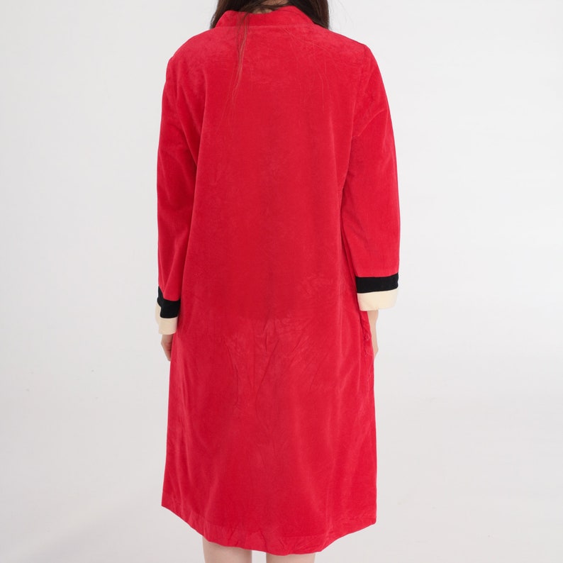 Shift Robe 70s Velour Robe Dress Red Mini Shift Lounge Wear Pajama Robe Long ...