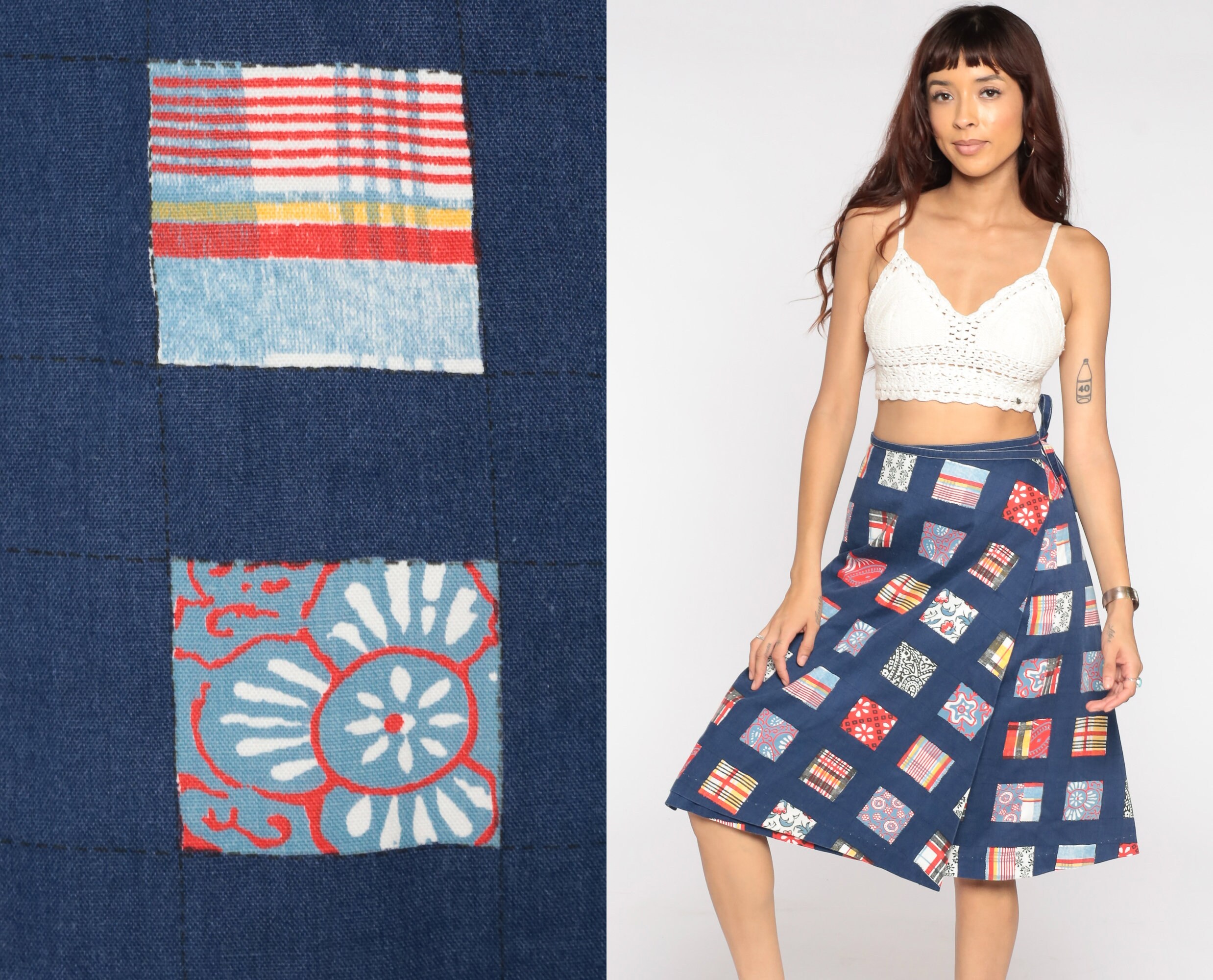 Patchwork Wrap Skirt - Etsy