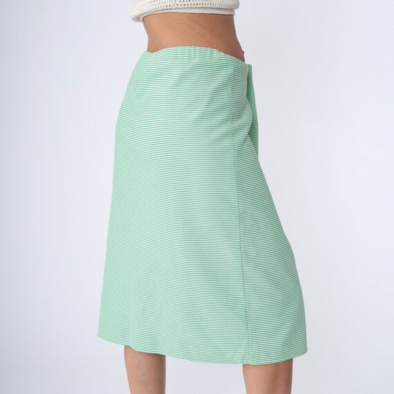 70s Midi Skirt Striped Green White Skirt Mod Hipp… - image 5