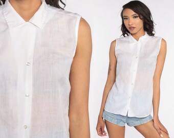 Sheer White Blouse Plain White Shirt 