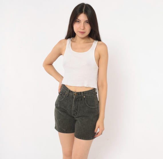 90s Black Denim Shorts Guess Jeans High Waisted Faded Wash Cotton Jean Summer Beach Jorts Women Petite Short Inseam Vintage Extra Small XS