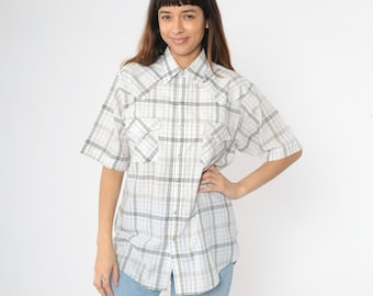 Chemise Western Plains Western – Bleu – Manches Longues – Taille L – Occasion