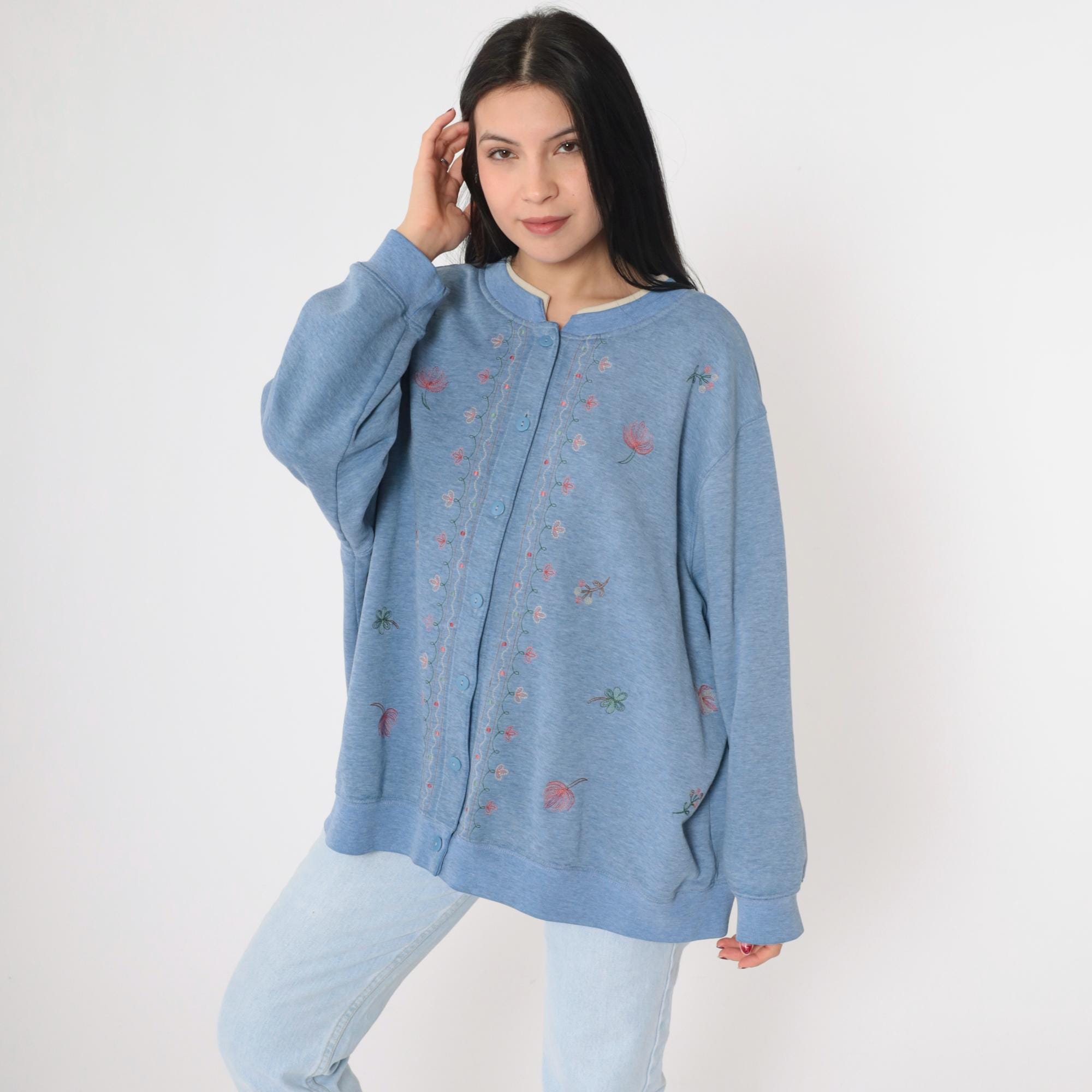 Buttoned Sweatshirt Etsy
