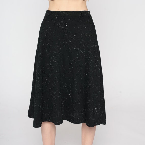 Black Glitter Skirt 80s Sparkly Metallic Knee Len… - image 4