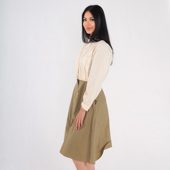 Shirtwaist Dress 80s Button Up Midi Dress Cream O… - image 5